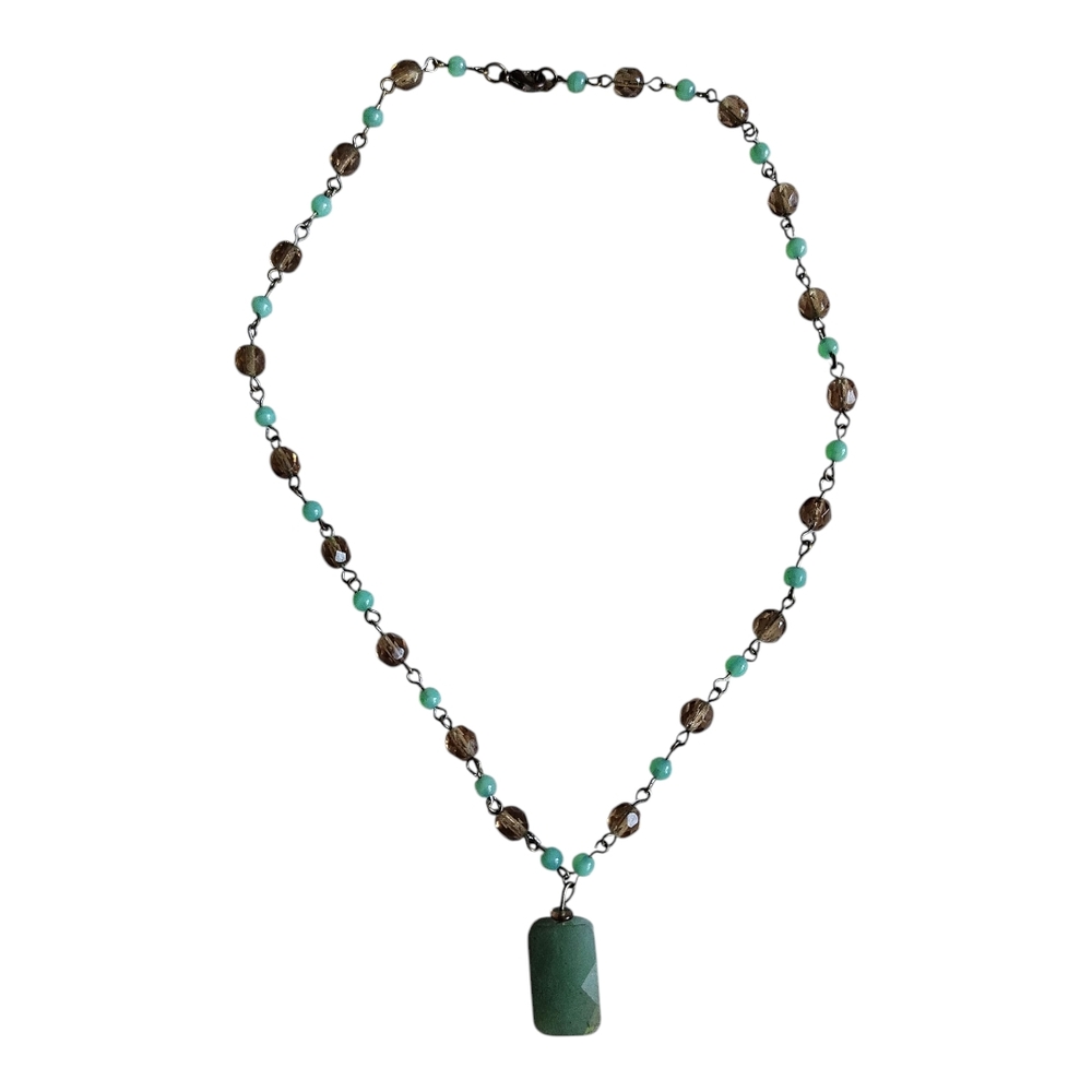 Vintage Green and Brown‎ Beaded Choker Necklace